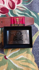 ◆当時物クリームソーダベルト1984年ガレッジパラダイス東京 バックルセット ピンクドラゴンCREAMSODA ペーパーミント ロカビリー◆