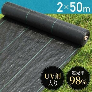 防草シート 2m×50m UV剤入り 人工芝 雑草 芝生 安い 草 庭 雑草シート DIY ロール 雑草防止シート 砂利 芝 シート 効果 雑草駆除 YDB651