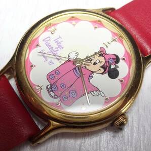 整備済 90年代 ビンテージ SEIKO ミニーマウス 着物 漢字 レディースウォッチ 腕時計 ディズニーランド限定 セイコーの画像3
