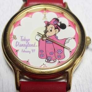整備済 90年代 ビンテージ SEIKO ミニーマウス 着物 漢字 レディースウォッチ 腕時計 ディズニーランド限定 セイコーの画像2