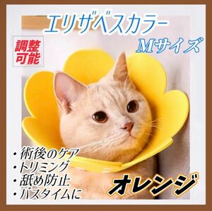 エリザベスカラー 猫 犬 ペット用品 傷口保護 傷舐め防止 引っ掻き防止 Sサイズ Mサイズ ピンク イエロー オレンジ調節可能