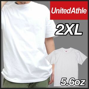 新品 ユナイテッドアスレ 5.6oz ハイクオリティ 無地 半袖Tシャツ ユニセックス 白 ホワイト 2XL