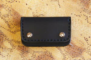 牛ヌメ革製 ミニトラッカーウォレット N064 黒色 BURNY 本革 バイカーウォレット ショートトラッカレザー 財布