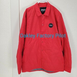 美品◆Oakley Factory Pilot オークリーファクトリーパイロット 薄く中綿入り コーチジャケット メンズ(L/G■XLサイズ程度)赤 レッド 