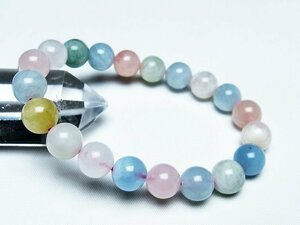 銀座東道◆天然石高級品MIXベリルブレスレット 緑柱石 10mm [T237-3866]