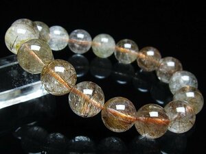 銀座東道◆極品天然AAAAA金針ルチル水晶ブレスレット 13mm [T50-8767]