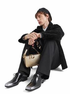 新品未使用 PRADA ニュアンス ブラッシュドレザー レースアップシューズ ブラック 「8.5」 27.5cm 革靴 プラダ 直営店購入品 定価18万