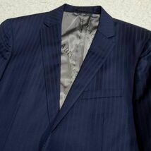 極美品 L ブラックレーベルクレストブリッジ × ゼニア 羊毛 スーツ セットアップ 紺 ストライプ Zegna ウール 上下 ジャケット ネイビー_画像3