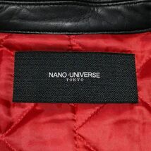 美品 M ナノユニバース 羊革 シングル ライダース ジャケット 黒 中綿 キルティング nano universe ラムレザー シープ ブルゾン ブラック_画像7