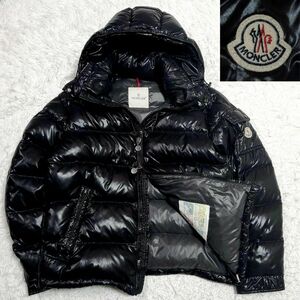 美品 L モンクレール マヤ ダウン ジャケット 黒 ワッペン ロゴ パッチ MONCLER MAYA アウター ブラック 3 フード 着脱式 アニメタグ