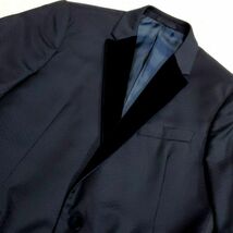 極美品 XL アルマーニコレツォーニ タキシード ウール100 スーツ 紺 ベロア ARMANI スモーキングジャケット セットアップ 52 ネイビー_画像3