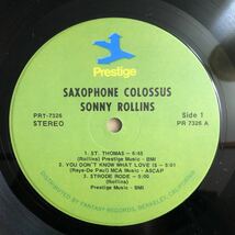 LP 美盤 ハード・バップの最高到達点!! SONNY ROLLINS/SAXOPHONE COLOSSUS[US盤:PRESTIGE'57年作:TOMMY FLANAGAN,DOUG WATKINS,MAX ROACH]_画像4