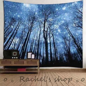  tapestry ⑧noru way. forest night empty star empty forest . background cloth decoration ornament pattern change 