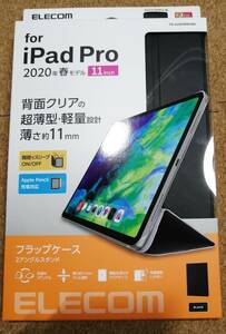 エレコム iPad Pro 11インチ 2020 年モデル 用 フラップカバー 背面クリア ソフトレザーフラップ ブラック TB-A20PMWVBK 4549550163705