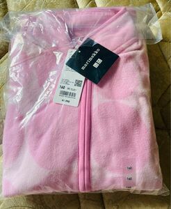ユニクロ マリメッコ フリースジャケット 新品 160 ピンク 水玉 スカート ワンピース