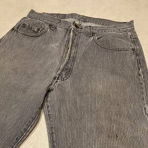 Levis 501 ブラック 先染め ストライプ 33×30 リーバイス 中古