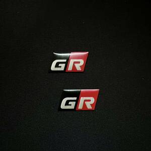 GR アルミニウム製 メッキシルバー エンブレム ２枚 トヨタ ガズーレーシング TOYOTA GAZOO Racing