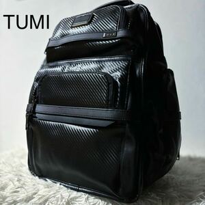 【新品同様☆USB差込み可】トゥミ TUMI アルファ3 カーボンレザー バックパック リュック 大容量 ブラック黒 ビジネス メンズ レディース、