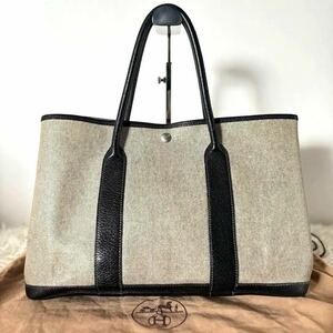 【希少】エルメス HERMES ガーデンパーティPM トワルアッシュレザー D刻印 トートバッグ ビジネス ハンド A4 肩掛け メンズ レディース鞄