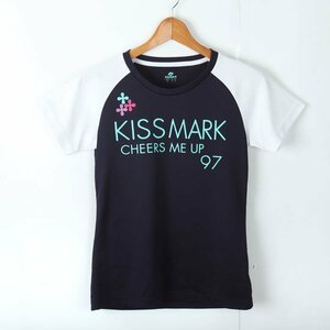 キスマーク 半袖Tシャツ ロゴT ラグラン袖 スポーツウエア レディース Mサイズ ネイビー kissmark