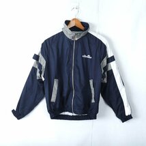 エレッセ ナイロンジャケット チェック柄 スポーツウエア アウター レディース Lサイズ ネイビー ellesse_画像1