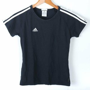 アディダス 半袖Tシャツ 袖ライン クライマ365 スポーツウエア レディース Sサイズ ネイビー×ホワイト adidas