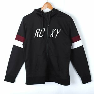 ロキシー ジップアップパーカー フロントロゴ スポーツウエア レディース Lサイズ ブラック ROXY