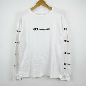 チャンピオン 長袖Tシャツ ロゴT 袖ロゴ スポーツウエア メンズ Mサイズ ホワイト Champion