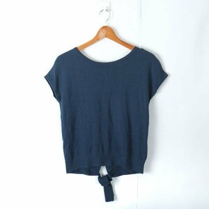  Untitled short sleeves T-shirt tops cut and sewn simple world lady's 2 size blue UNTITLED