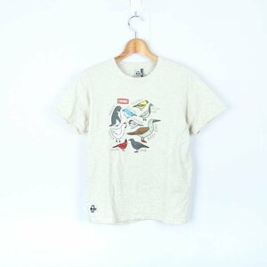 チャムス 半袖Tシャツ トップス カットソー フロントプリント ランドウェル レディース Lサイズ ベージュ グレー CHUMS