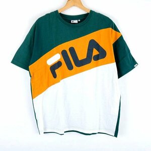 フィラ 半袖TシャツロゴT スポーツウエア メンズ Mサイズ 緑×黄土×白×紺 FILA