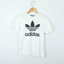 アディダス 半袖Tシャツ ロゴT スポーツウエア コットン100% メンズ XSサイズ ホワイト×ブラック adidas_画像1