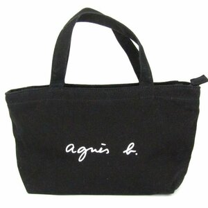 アニエスベー トートバッグ ロゴ キャンバス ハンドバッグ 鞄 カバン 黒 レディース ブラック agnes b.