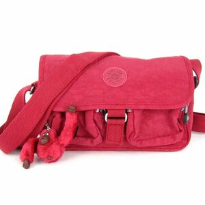 キプリング ショルダーバッグ ナイロン フラップ 斜め掛け 鞄 カバン レディース レッド Kipling