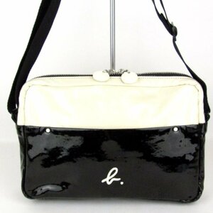  Agnes B shoulder bag enamel bai color diagonal .. brand bag bag lady's ivory × black agnes b.