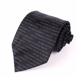  united color zob Benetton brand necktie total pattern Logo gram pattern silk men's black UNITED COLORS OF BENETTON