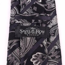 サヴィルロウ ブランドネクタイ 総柄 ペイズリー シルク 日本製 メンズ ブラック×グレー Savile Row_画像3