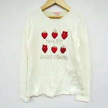 メゾピアノ 長袖Tシャツ ストロベリー イチゴ柄 ラメ キッズ 女の子用 140サイズ ホワイト mezzo piano_画像1