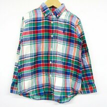 ラルフローレン 長袖シャツ チェック柄 ボタンダウン キッズ 男の子用 120サイズ ブルー×ホワイト×レッド RALPH LAUREN_画像1