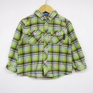 ファミリア 長袖シャツ チェック柄 胸ポケット 日本製 キッズ 男の子用 100サイズ グリーン Familiar
