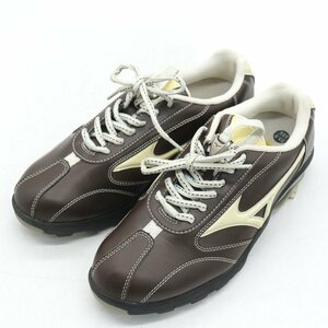  Mizuno golf shoes 3E wide width light style LS009 sneakers shoes lady's 23.5 size Brown Mizuno