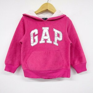 ギャップ 長袖パーカー フリース フロントロゴ キッズ 女の子用 100サイズ ピンク GAP