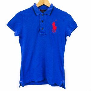  Ralph Lauren рубашка-поло с коротким рукавом большой po колено Logo Kids для девочки XS 155/84A размер голубой RALPH LAUREN