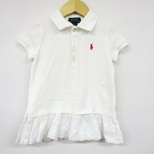  Polo * Ralph Lauren рубашка-поло с коротким рукавом туника кромка гонки Kids для девочки 4 размер белый POLO RALPH LAUREN