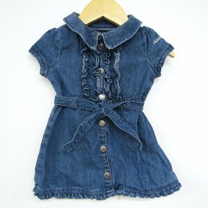 カルバンクラインジーンズ 半袖ワンピース デニム ベビー 女の子用 6/9Mサイズ ブルー Calvin klein Jeans