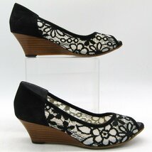 ダイアナ パンプス オープントゥ ウエッジソール ブランド 靴 シューズ 日本製 黒 レディース 23.5サイズ ブラック DIANA_画像8