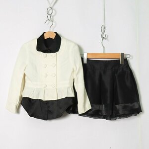  First suit setup jacket skirt blouse formal Kids for girl S(100-110) size white × black First