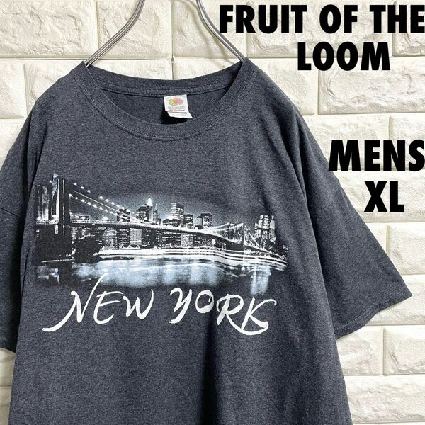 フルーツオブザルーム　ニューヨークプリント　Tシャツ　メンズXLサイズ