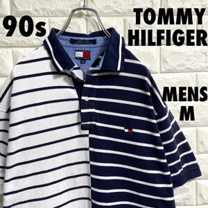 90s トミーヒルフィルガー　半袖ポロシャツ　刺繍ロゴ　メンズMサイズ