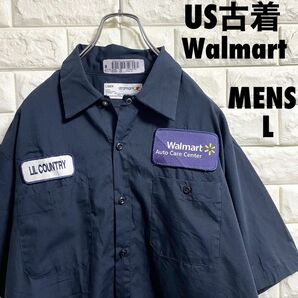 US古着　ウォルマート　半袖ワークシャツ　メンズLサイズ